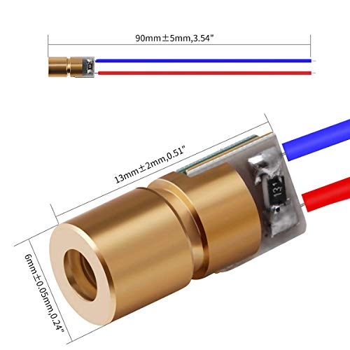 WOWOONE 20pcs 5V 650nm 5mW Laser Diode Laser, 5mw Laser Pointer Head, Red Dot Laser Module, Small Mini Laser Pointer Diod, Diy Dot Laser Pointer, Mini Laser Tube with Leads Head Outer Diameter 6mm