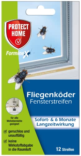 Protect Home Fliegenköderstreifen Fliegenköder Fliegenstreifen mit Sofort- und 6 Monate Langzeitwirkung 12 Stück