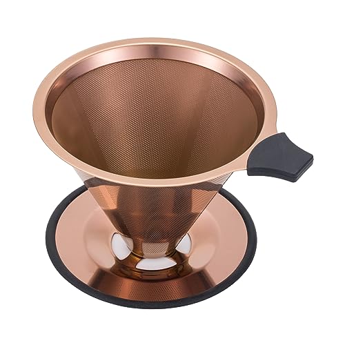 Comparison: Best Metal Coffee Dripper 7 Pour Over Coffee Dripper INSINTAR Stainless Steel Drip Cone Brew Coffee Filter, Reusable Metal Coffee Strainer With Non-Slip Ring&Handle Paperless Pour Over Coffee Maker 1-4 Cup(Titanium Copper)