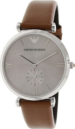 �G���|���I�A���}�[�j Emporio Armani Retro Silver Dial Brown Leather Strap Mens Watch AR1675 �j�� �����Y �r���v �y���s�A���i�z