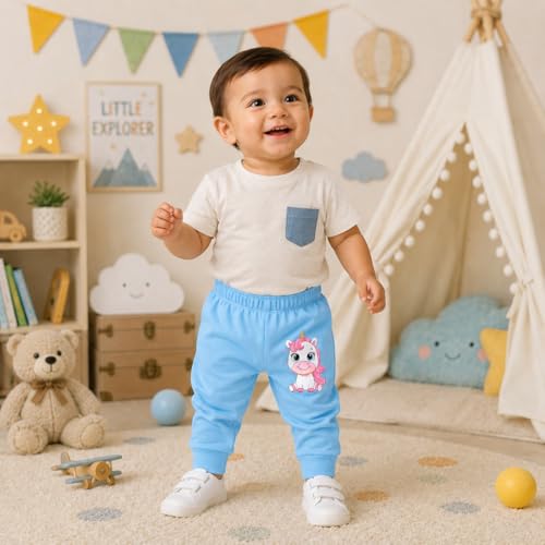 Image of superminis Unisex Cotton Pajama Pants for Boys & Girls Combo Pack | Kids & Baby Soft Sleepwear Pyjamas with Animal Cartoon Print | Toddler Breathable Nightwear Bottoms