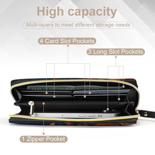 Autumn Cat Pumpkins Women's Wallet Wristlet Zipper Purse with Hand Strap Travel Credit Card Holder for Daily Use Gifts3