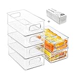 Stackable Refrigerator Organizer Bins, 6 Pack Clear Kitchen Organizer Container Bins with Handles and 20 PCS Plastic Bags for Pantry, Cabinets, Shelves, Drawer, Freezer - Food Safe, BPA Free 10"L - Image 4