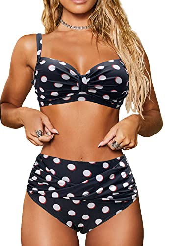 NLAND Conjuntos De Bikini para Mujer Bikini Push-up Acolchado Cintura Alta Torcida Pantalones Cortos De Baño De Barriga Bikini De 2 Piezas Traje De Baño De Playa