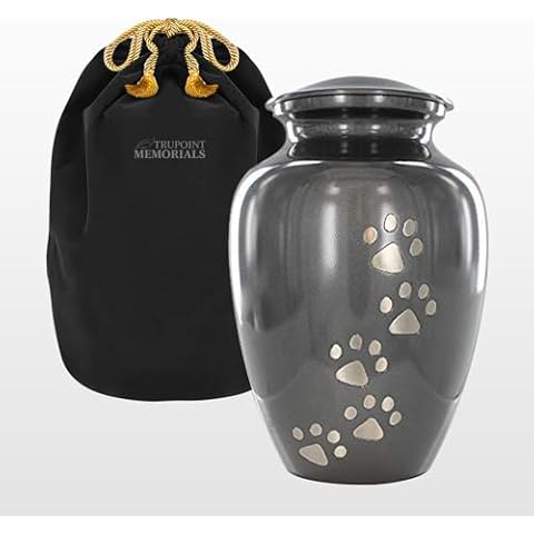 Trupoint Memorials Pet Urn for Dogs and Cats Ashes - A Loving Resting Place for Your Special Pet, Cat and Dog Urns for Ashes, Pet Cremation Urns – Grey, Small Pets up to 17 Lbs Cover