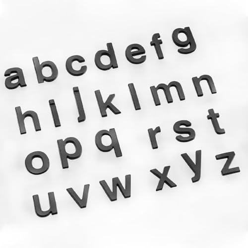 srasakan 車用 立体 エンブレム ステッカー 装飾 ドレスアップ 外装 パーツ アルファベット レター 小文字 ステッカー （ブラック, 26個入り）
