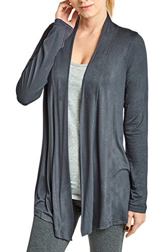 Image of Cardigan - Women's Classic Chic Rayon Fabric Cardigan Sweater for Layering All Season Open Drape Cute Comfortable and Durable