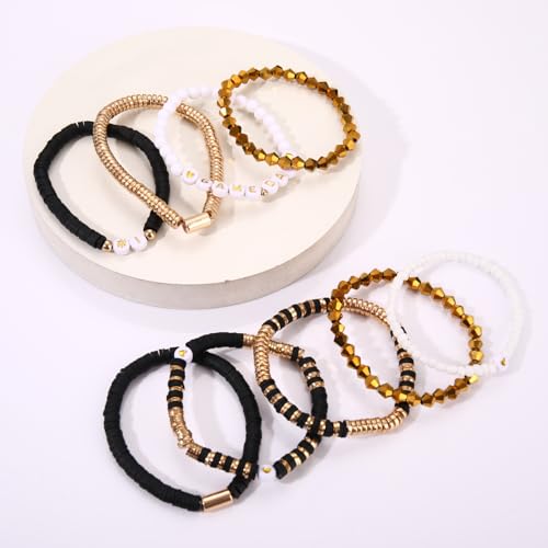 boderier Football Bracelets for Women Game Day Bracelets Stack Heishi Beaded Stretchy Bracelets Sports Fan Bracelet Football Accessories Jewelry3