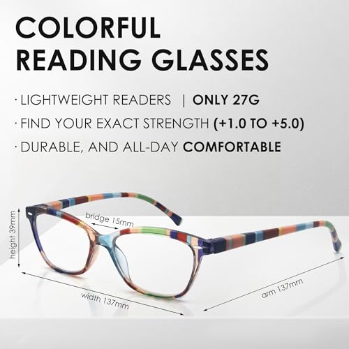 Image of HEEYYOK Women Reading Glasses 4 Pack Colorful 2.75 Readers,Beautiful Pattern Cat Eye Glasses for Reading Lightweigth Flexible Spring Hinge Well Wear Look Younger