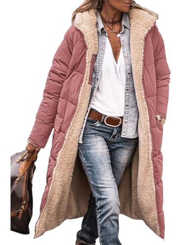 Wintermantel Damen Lang Warm Gefüttert, Damen Daunen Jacke Warmer Daunenmantel Leichte Gesteppte Lang Jacke Frauen Lange Dicker Winter Wintermantel
