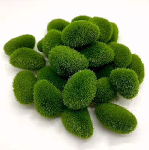 Art&Beauty 25Pcs Artificial Moss Rocks Fake Green Moss Decor for Floral Arrangements Fairy Gardens and DIY Crafting(Green)