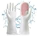 Guantes Lavar Platos Guantes Limpieza Silicona Reutilizables con Estropajo, Guantes Silicona Lavar Platos Ideales para Lavar Platos, Cocina (Rosa)