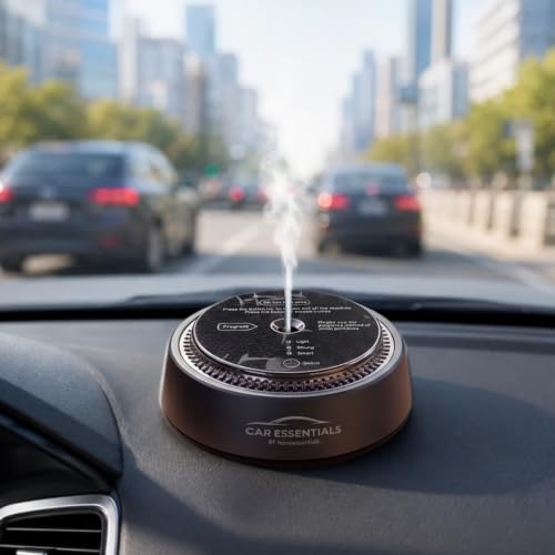 Image of HomeEssentials Smart Car Air Freshener Diffuser, Automatic Fragrance Diffuser for Car, Adjustable Scent Intensity, USB Rechargeable, Quiet Aromatherapy Air Freshener for Car, SUV