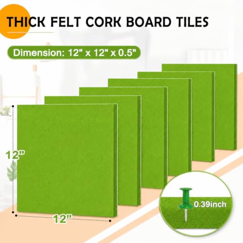 Image of QUIET CANVAS Acoustic Wall Square Pinboard, 1x1ft, Pack 6, 50PushPins Green
