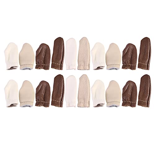 FOMIYES Thumb Protector, 20PCS Leather Covers, Cut Resistant Protector, for Cracked Skin, for Kitchen, Work, Sculpture, Anti- Slip, Reusable (Random Color) Leather