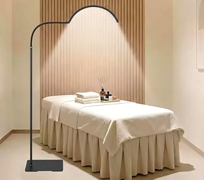 MINIEAR Half Moon Lash Light for Estheticians, LED Lamp for Eyelash Extensions, Nail Tech, Tattoo, Eye Caring Floor Reading Light for Study, Work & Crafts, Adjustable Color Temperatures & Brightness