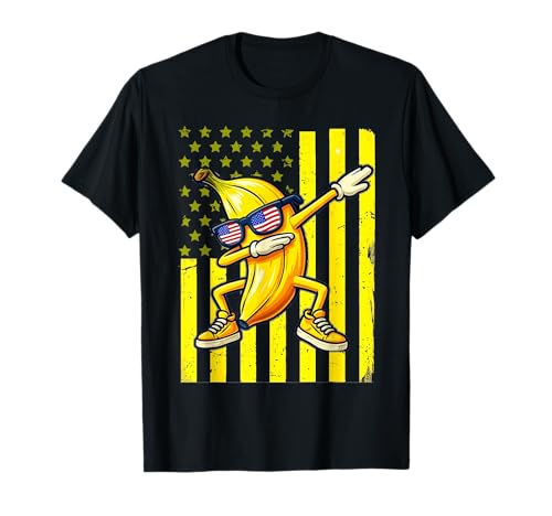 Graphic Banana Retro American Flag Dabbing Banana Lover T-Shirt