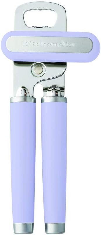 KitchenAid Classic Multifunction Can Opener and Bottle Opener Easy to Use, Razor Sharp Stainless Steel Cutting Wheel, Soft Ergonomic Handles, Lavendar Cream