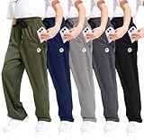 OCYMA Boys Sweatpants with Zip Pockets 5Pack Athletic Pants Mesh Joggers for Boys 5-24