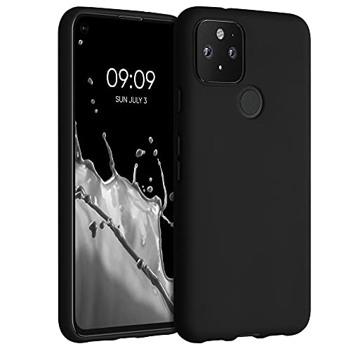 kwmobile Case for Google Pixel 5 Case - Soft Cover - Shockproof TPU Material - Wireless Charging - Black