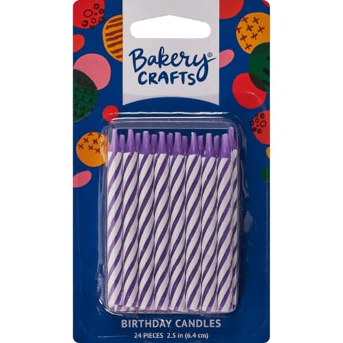 Bougies gâteau d'anniversaire violettes Candy Stripe pour des souvenirs inoubliables