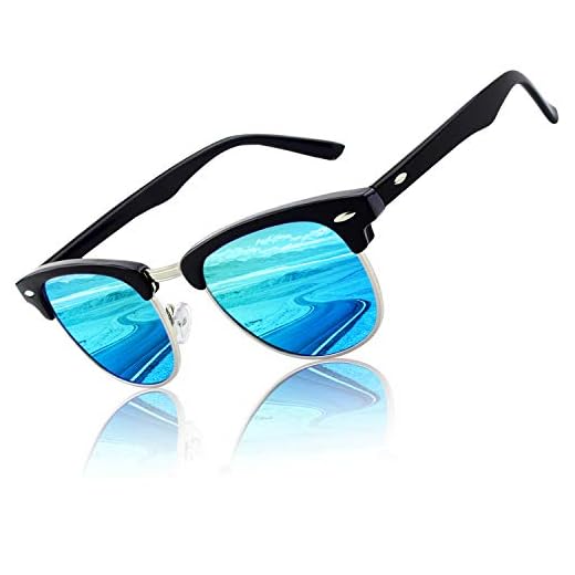 CGID Lunettes de Soleil Homme Femme Polarisées UV400 Classique Rétro Demi Monture Lunettes