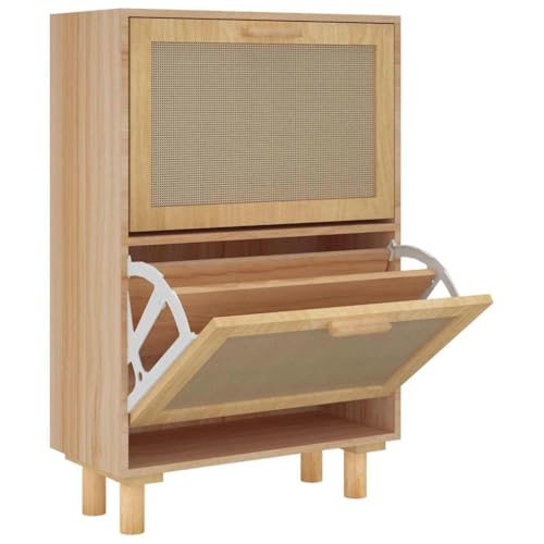 Zapatero de madera para poco espacio con diseño compacto marrón de 80cm alto 2