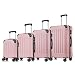 YONSLY Premium Reisekoffer, TSA-Schloss YKK-Reißverschluss Hartschalen-Koffer Trolley Kabinenkoffer Rollkoffer Suitcase Handgepäck 4 Rollen (Roségold, S-M-L-XL-Set)