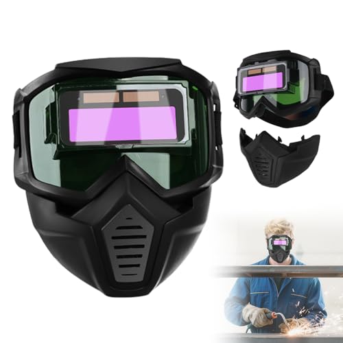Auto-Darkening Welding Helmet, Full Face Heat-Resistant Welding Mask Solar Powered Welding Goggles with Removable,Large Viewing Welder Mask (black)