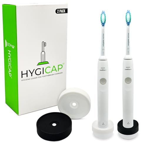 hygicap Funda higiénica para cargador de cepillo de dientes eléctrico Philips SONICARE, paquete de 2, protege los cargadores redondos Philips de residuos/suciedad, fácil de limpiar, silicona segura de