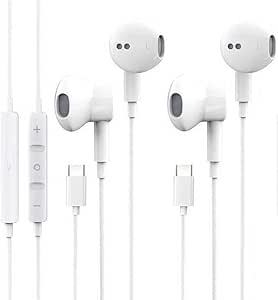 2 Pack-USB C Headphones Earbuds, Type C Earbuds Wired Earphones with Microphone & Remote Control Noise Cancelling in-Ear Headset for iPad Pro, Galaxy S23/S22/S21/S20/Ultra Note 10/20, Pixel 7/6/6a/5/4 asin的图片