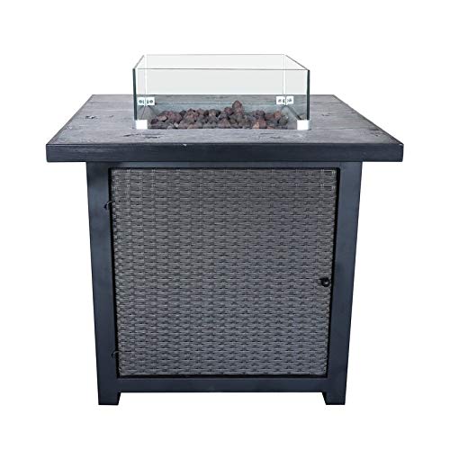 Fire Pit Table Concrete Top Glass Screen Regulator & Hose Electronic