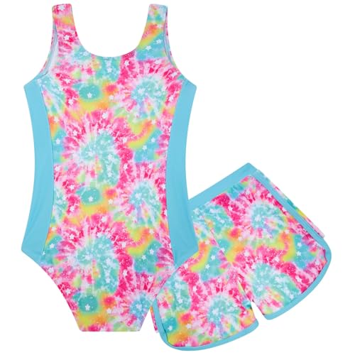 Image of TUONROAD Toddler Girls One Piece Swimsuit 2Pcs Bathing Suit Kids Swimwear with Short for 3-9