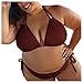 Produktbild Bikini Damen Sexy Zweiteiliger Badeanzug Träger Triangel BH Bikini Set Mit Seitlich Gebunden Hose S-5XL Piebo Frauen Tankini Bademode Monokini Retro Groß Größe Plus Size Bandeau Swimwear Swimsuit