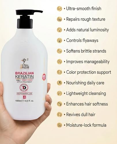 Image of Brazilian Keratin Natural Conditioner For All Hair Types 1000Ml | Sulphate Free | For Dry And Damaged Hairs, (1 Big Brazilian conditioner)