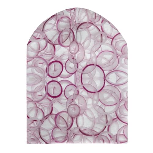 Slice Red Onion Rings Pattern Kids Beanie Hat for for Girls Boys Children Cap Winter Knitted Chemo Cancer Headwear Accessories Gifts Decoration3