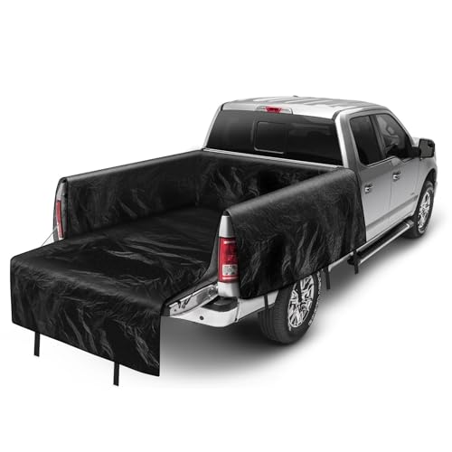 Kistrba Truck Bed Tarp for Full Size Truck Standard Bed, Compatible with Ford F-150, Chevy Silverado, Dodge Ram, GMC Sierra, Toyota Tundra, Nissan Titan, 6.4'-6.5' Long Truck Bed Cargo Cover