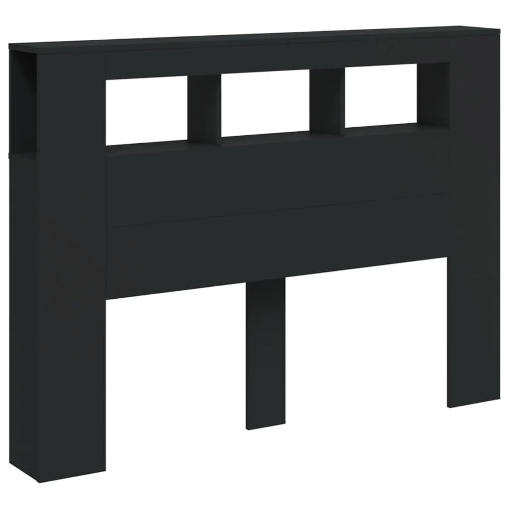 vidaXL LED Kopfteil, Bettkopfteil mit LED-Leuchten, Betthaupt mit Ablagen, Bettzubehör Schlafzimmer, Schwarz 140x18,5x103,5cm Holzwerkstoff