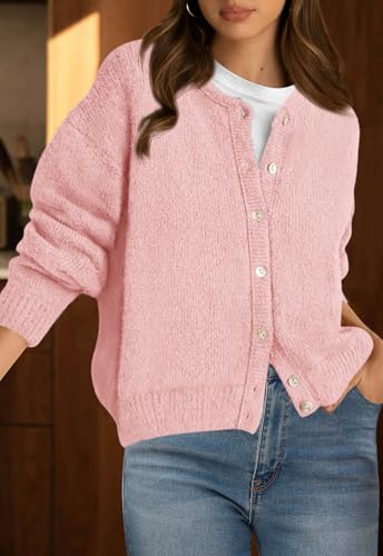 Image of PRETTYGARDEN Long Sleeve Crewneck Button Down Womens Sweaters Fall Open Front Chunky Cardigan Sweaters for Women 2026