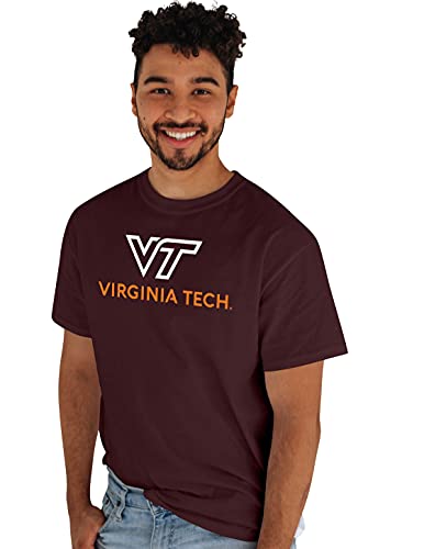 Blue 84 Men's Virginia Tech Hokies T Shirt Team Color Icon, Maroon, Large
