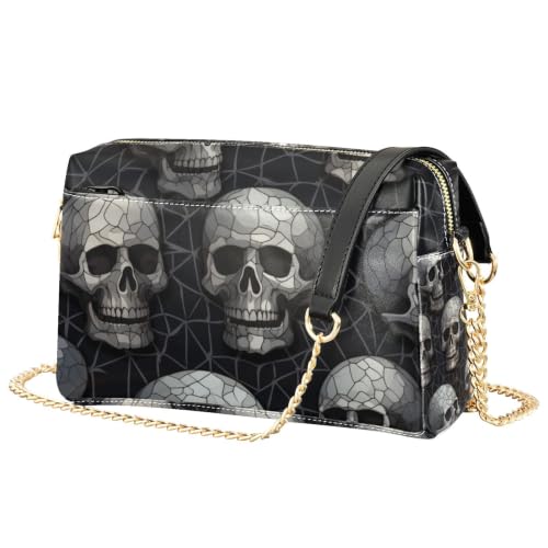 Sac bandoulière tête de mort fini les sacs fragiles passez au cuir noir
