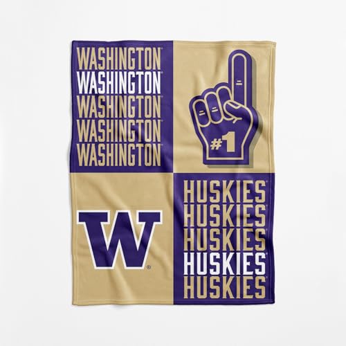NCAA Washington Huskies Officially Licensed Baby Swaddle Blanket, 40 x 50 in, Soft Lightweight Polyester, Domino Design