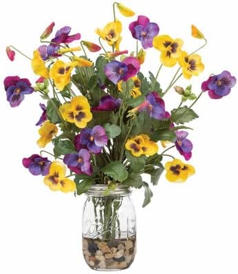 Petals - Faux Pansy Perfect Flower Arrangement - Small - 16" Height x 14" Width