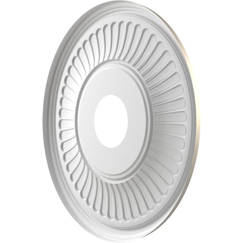 Image of Ekena Millwork CMP16BECSV Berkshire Thermoformed PVC Ceiling Medallion (Fits Canopies up to 7 inch), 16 inchOD x 3 1 /2 inchID x 1 inchP, Metallic Silver Metallic