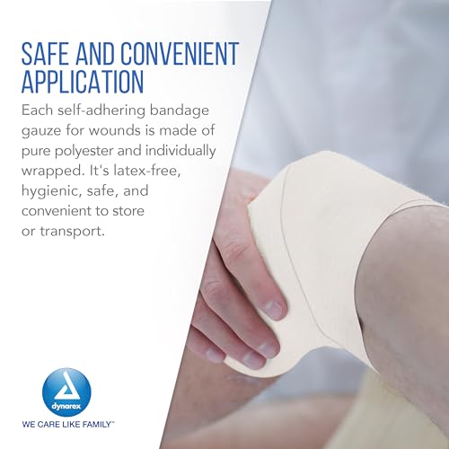 Dynarex vendaje de gasa elastica enrollada – de poliéster conformable y absorbente, envuelto individualmente, 4 pulgadas x 4.1 yardas, caja a granel de 500 miniatura 5