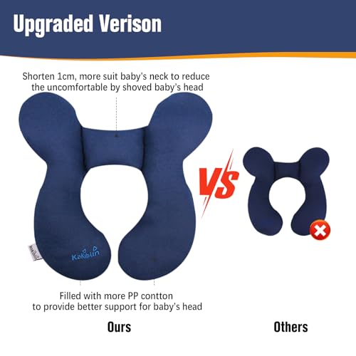Image of KAKIBLIN Baby Travel Pillow, Upgraded Baby Neck Pillows for Car Seat, Infant Neck Support Pillow for Head and Neck,Newborn Head Support for Car Seat, Stroller, Pushchair(Blue)