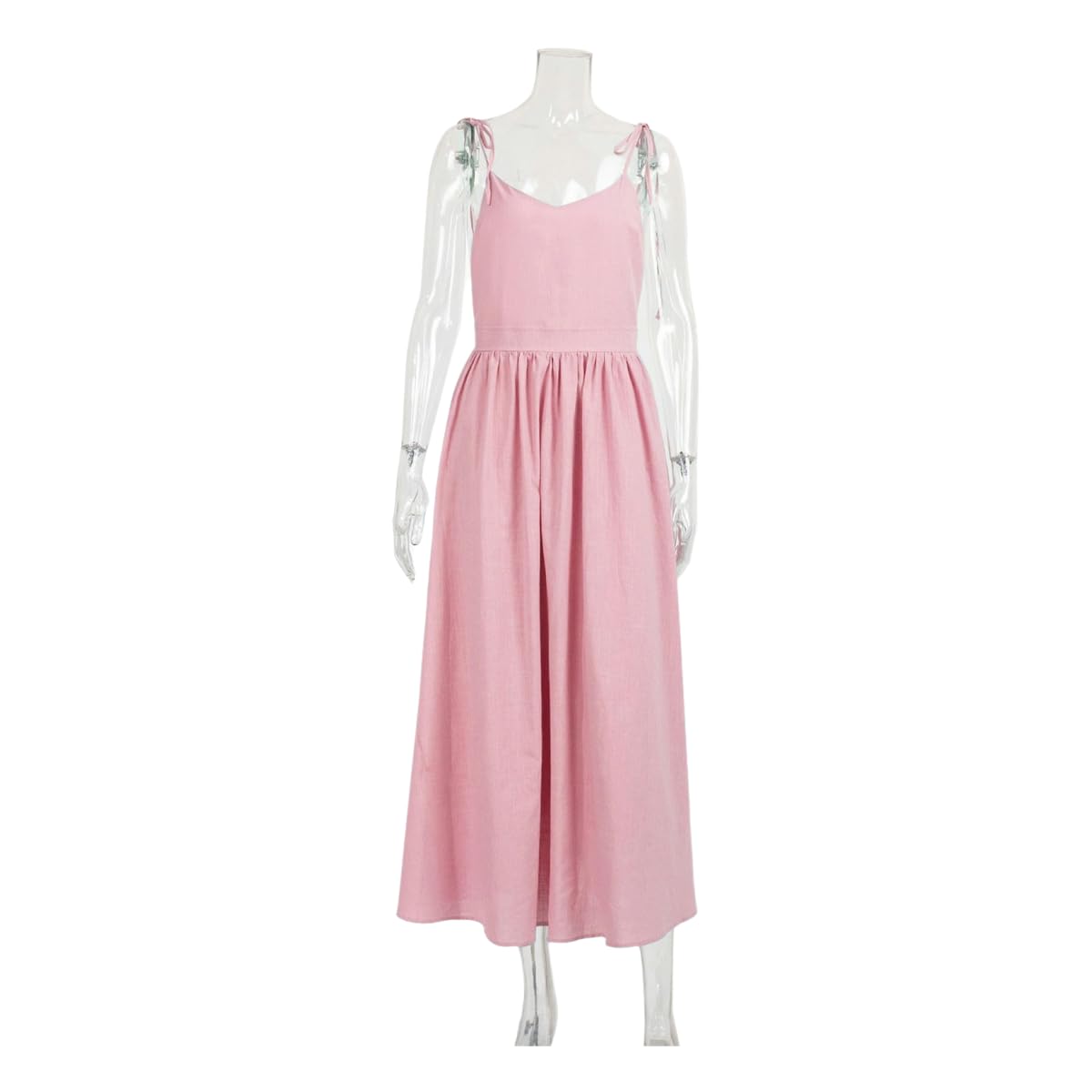Praktischer Rock Mit Taschen EIN Schlichtes Unterkleid V-Ausschnitt Aus Reiner Baumwolle;EIN Elegantes Und Sexy Rückenfreies Slip-Kleid -rosa-l