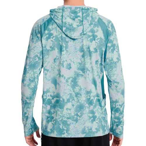 Image of Men's UPF 50+ Hoodie Shirt Long Sleeve Permanent UV Sun Protection Vented Tee Performance for Outdoor Hiking Fishing