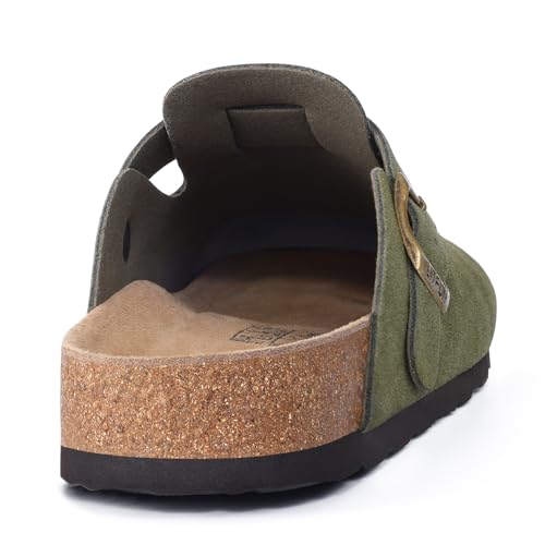 Image of Litfun Unisex Genuine Suede Clogs Comfort & Soft Cork Footbed Potato Shoes