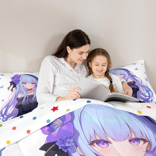 Image of Erosebridal 3D Anime Bedding Comforter Set - Twin Size, Kawaii Decorations & Preppy Girl Duvet Set with 1 Pillow Case